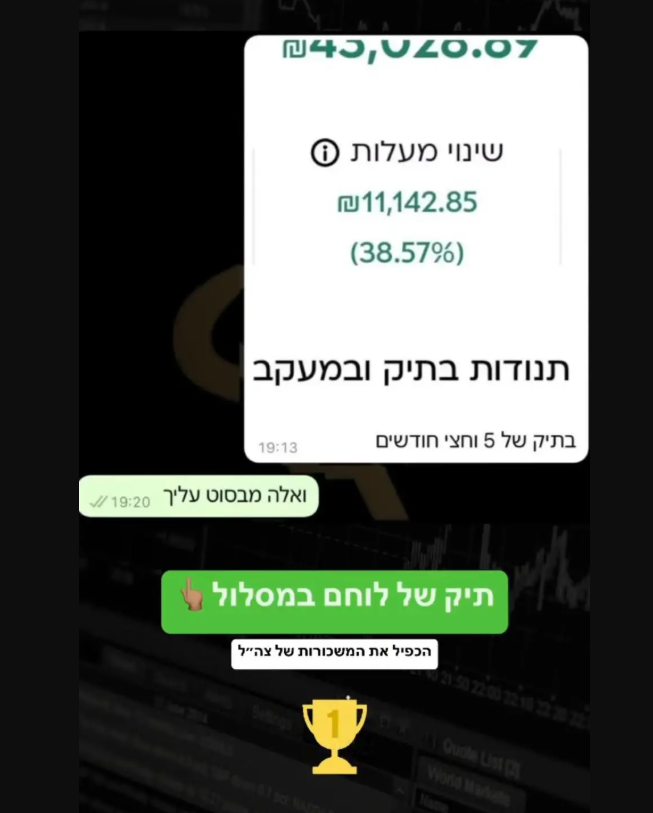לוחם במסלול · 11,142₪ (38.57%) ב־5 חודשים