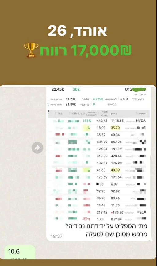 אוהד, בן 26 · 17,000₪ רווח
